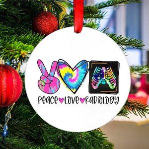 Tie Dye Peace Love Radiology Ornament
